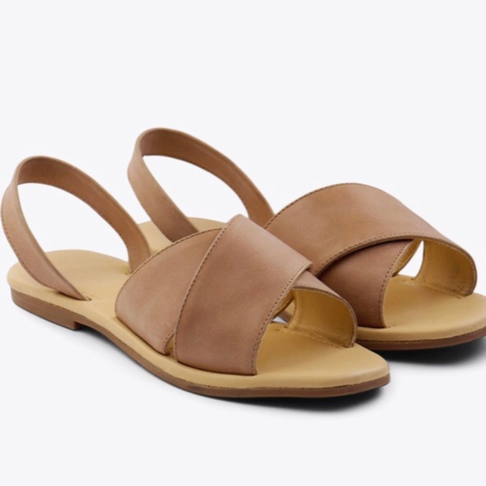 Women's Tan Slingback Leather Sandals